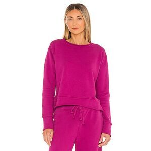 Frank & Eileen Boyfriend Crew Neck Sweatshirt XS in Fuchsia Cotton Minimalist